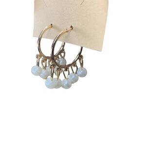 Pearl gold hoops